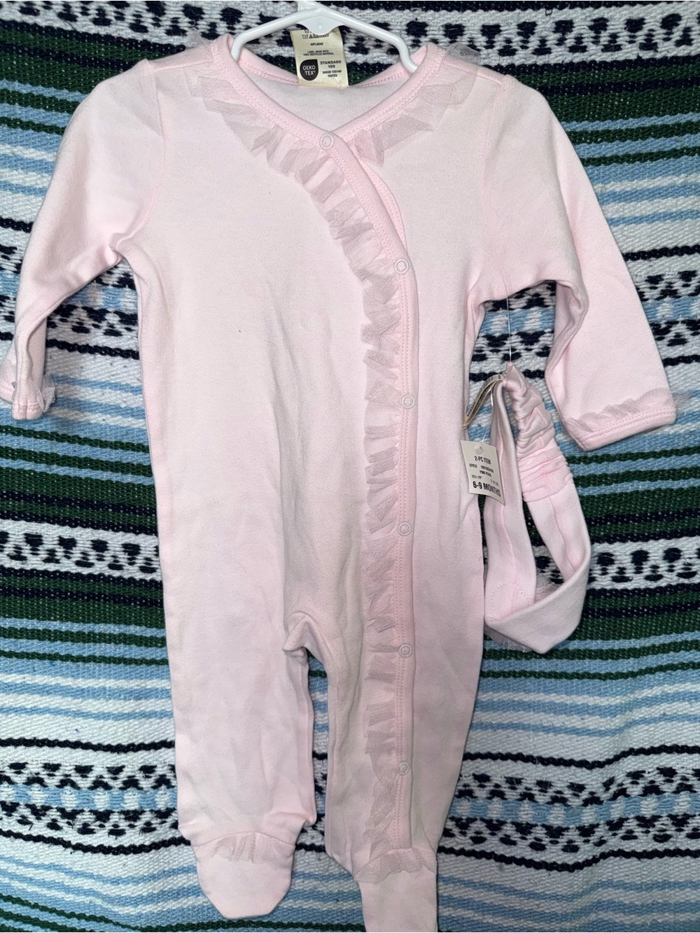 First Impressions Light Pink Ruffle Footed One-Piece
